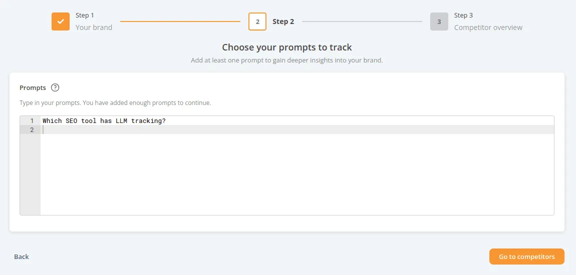 Step 2 of the wizard: choosing prompts